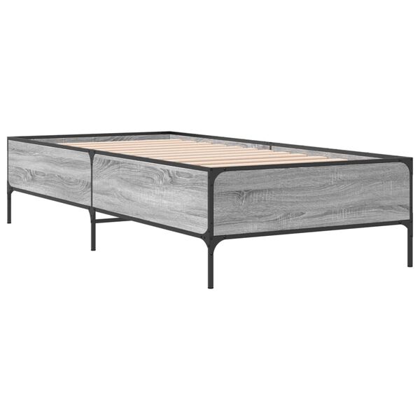 vidaXL Bed Frame Gray Sonoma Engineered Wood Single Bed Frame