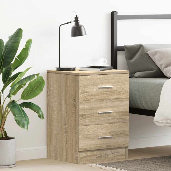 vidaXL Bedside Cabinet Sonoma Oak Engineered Wood Smooth Sliding