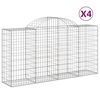 vidaXL Gabion Basket Set of 4 Silver Galvanized iron