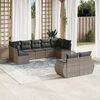 vidaXL Garden Sofa Set Grey PE Rattan, Powder-Coated Steel Large