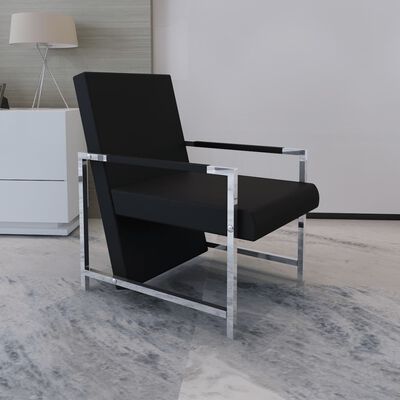 vidaXL Cube Armchair Black Faux Leather