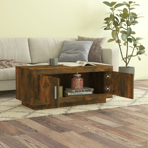 vidaXL Coffee Table Smoked oak Engineered wood 40.2 in x 19.7 in x 17.7 in