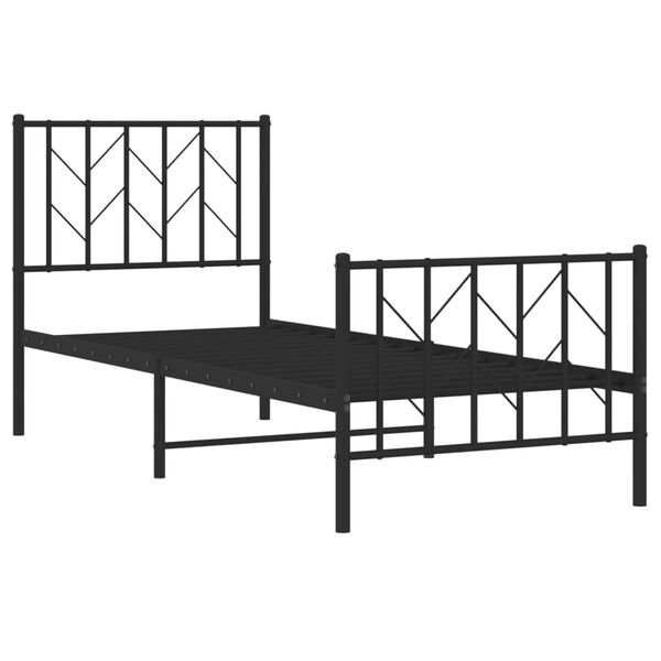 vidaXL Bed Frame Black Powder-Coated Steel Small Single Bed Frame