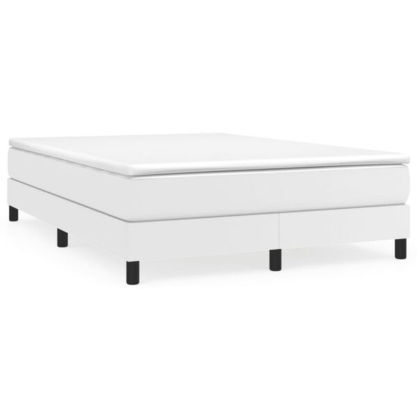 vidaXL Bed Frame White Faux leather, plywood, engineered wood Queen
