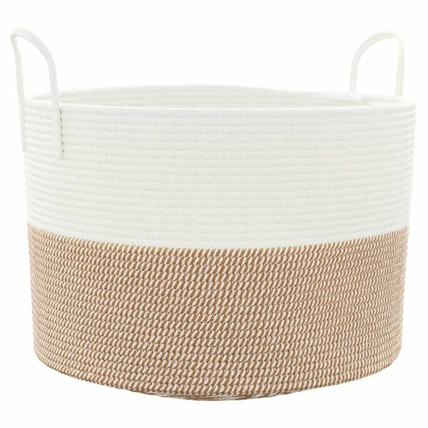 vidaXL Storage Basket Brown and White 100% Cotton Collapsible