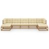 vidaXL Garden Lounge Set Honey brown, Cream Solid pine wood, polyester
