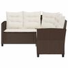 vidaXL Garden Sofa Brown, Cream White PE Rattan L-sized Sofa