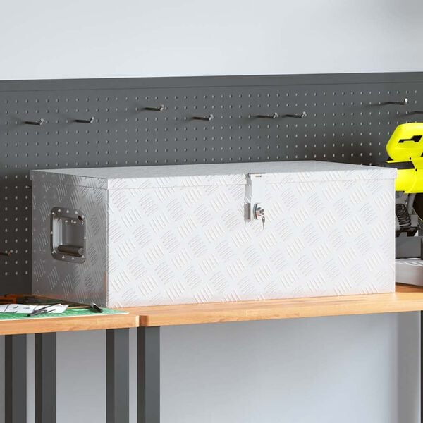 vidaXL Storage Box Silver 31.5"x15.4"x11.8" Aluminum