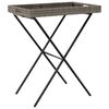 vidaXL Folding Tray Table Grey Flat PE rattan, powder-coated steel, PC board