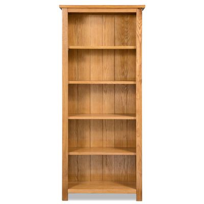 vidaXL 5-Tier Bookcase 23.6"x8.9"x55.1" Solid Oak Wood