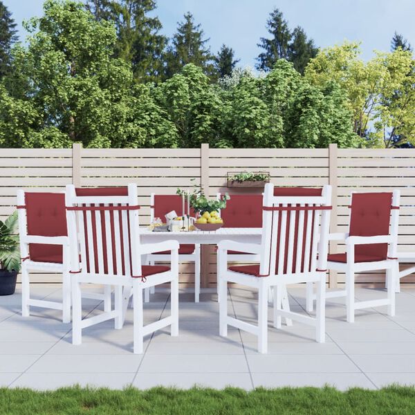 vidaXL Lowback Chair Cushion Set of 6 Melange Wine Red 100% Polyester