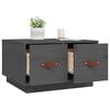 vidaXL Coffee Table Grey Solid Pine Wood, Faux Leather (PU) Medium