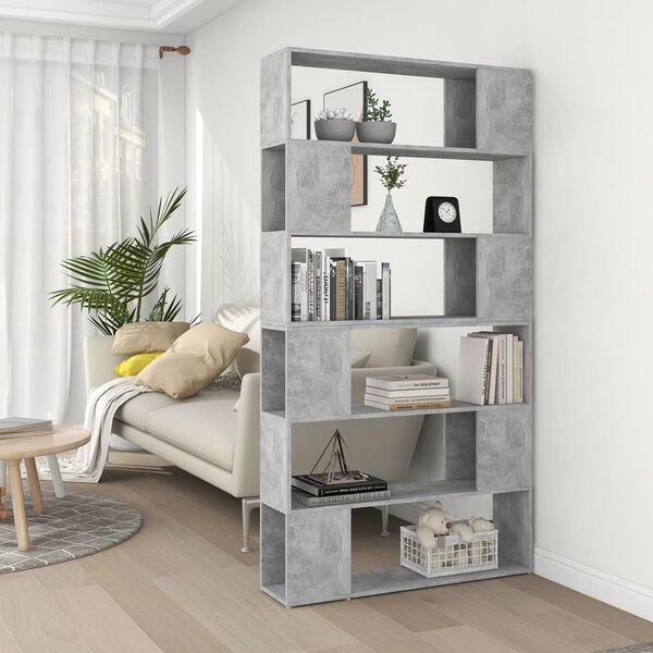vidaXL Book Cabinet Room Divider Concrete grey Engineered wood Large