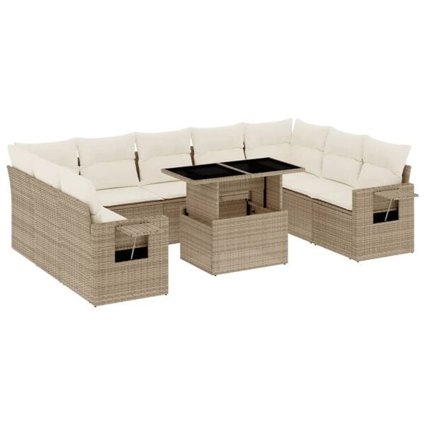 vidaXL Garden Sofa Set Beige PE rattan Medium Modular Garden Sofa Set
