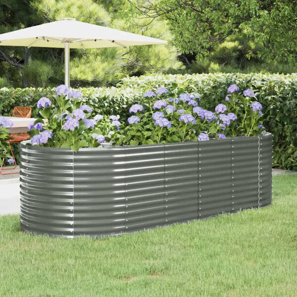 vidaXL Garden Raised Bed Grey Powder-coated steel Large