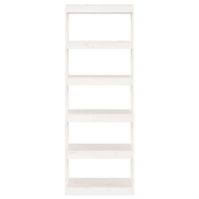 vidaXL Book Cabinet/Room Divider White 23.6"x11.8"x65.9" Solid Wood Pine