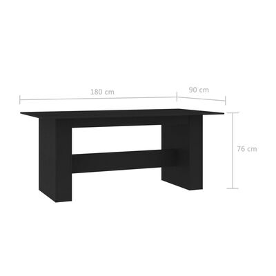 vidaXL Dining Table Black 70.9"x35.4"x29.9" Engineered Wood