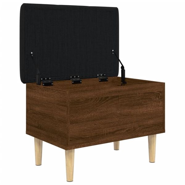 vidaXL Storage Bench Brown Oak, Black Cushion