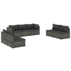 vidaXL Garden Lounge Set Gray PE rattan, powder-coated steel, plastic
