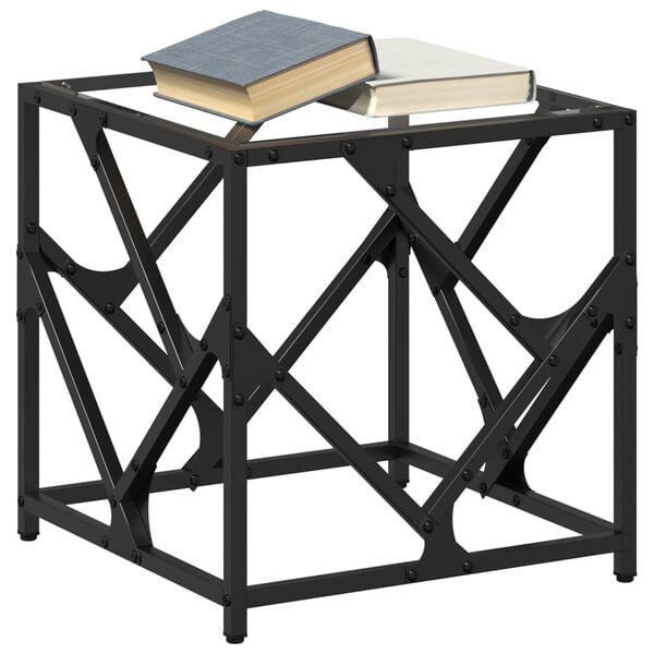 vidaXL Coffee Table Clear glass top with steel frame