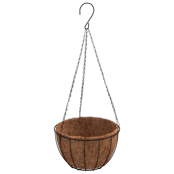 vidaXL Hanging Planter Black Steel 15.7 in x 24.8 in Hanging Planter