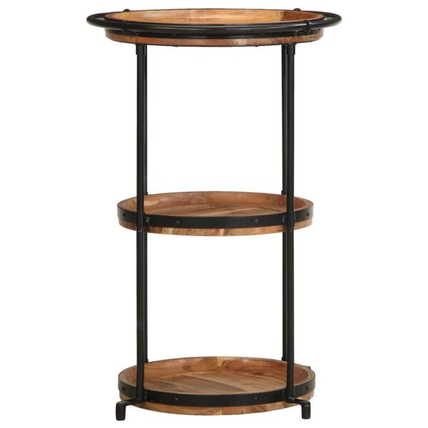 vidaXL Side Table Brown and black Solid acacia wood, iron Medium