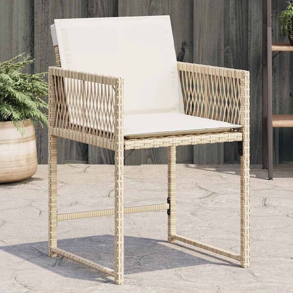 vidaXL Garden Chair Set of 4 Beige PE Rattan Standard Foldable