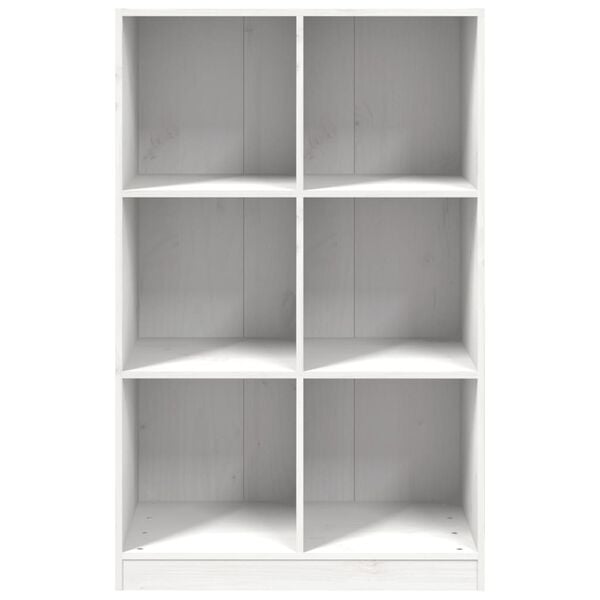 vidaXL Bookcase White Solid Pine Wood Medium Bookcase Rectangular