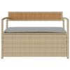 vidaXL Garden Storage Bench with Cushion Beige Poly Rattan