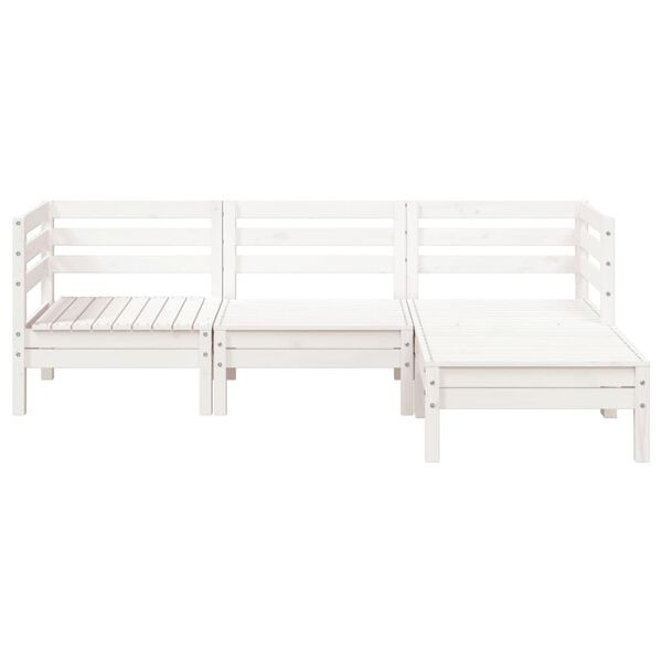 vidaXL Garden Sofa White Solid pine wood Three-seater Modular