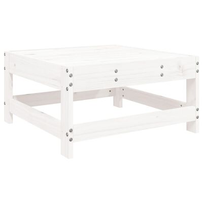 vidaXL Patio Footstool with Cushion White Solid Wood Pine
