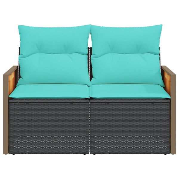 vidaXL Garden Sofa Black, Blue