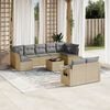 vidaXL Garden Sofa Set Beige PE Rattan, Powder-Coated Steel, Tempered Glass