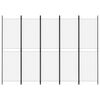 vidaXL 5-Panel Room Divider White 98.4"x70.9" Fabric