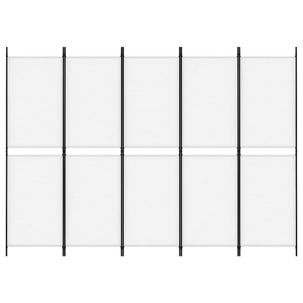 vidaXL 5-Panel Room Divider White 98.4"x70.9" Fabric