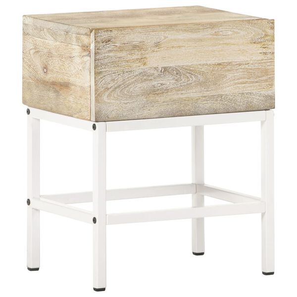 vidaXL Bedside Table Natural wood with white Solid mango wood Standard