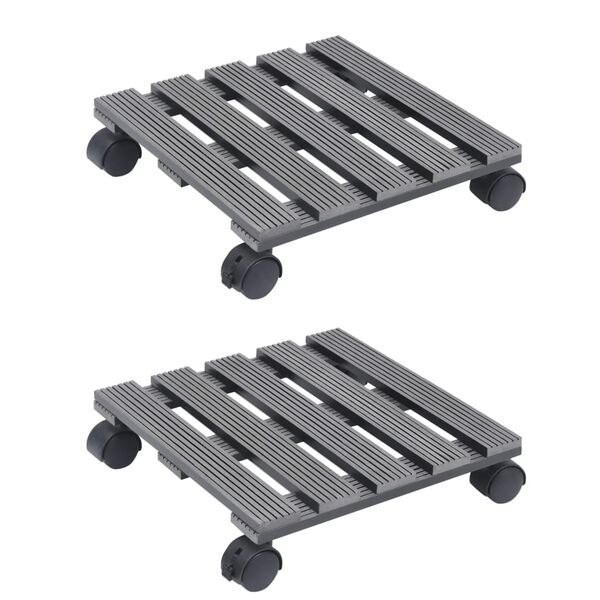 vidaXL Plant Trolley Set of 2 Grey Wood-plastic composite (WPC)