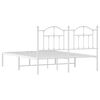 vidaXL Bed Frame White Powder-Coated Steel Double Bed Frame