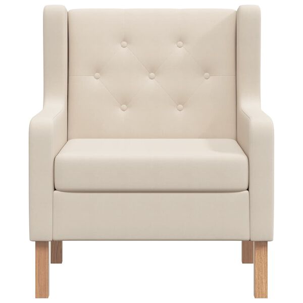vidaXL Armchair Cream white Polyester fabric, Solid wood Medium Durable
