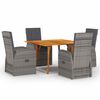 vidaXL Garden Dining Set 5 pcs Gray poly rattan
