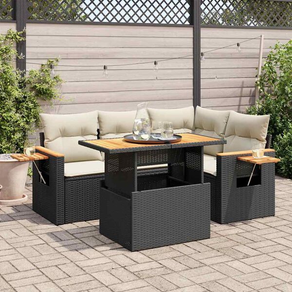 vidaXL Garden Sofa Set Black