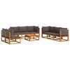 vidaXL Garden Sofa Set Gray Acacia wood, PE rattan, Foam, Polyester Large