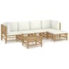 vidaXL Garden Lounge Set Cream White Bamboo, Polyester Medium Modular