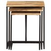 vidaXL Nesting Table Set of 3 Natural wood with black metal