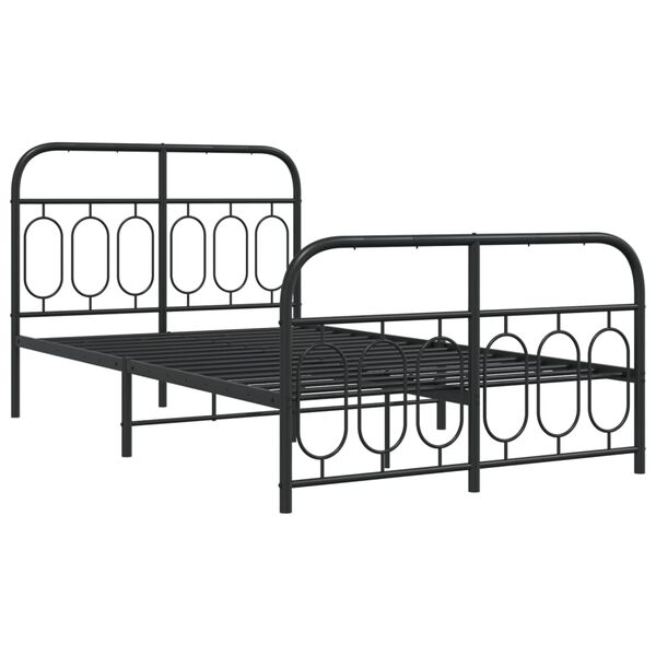 vidaXL Bed Frame Black Steel Small Double Bed Frame Rectangular