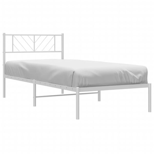 vidaXL Metal Bed Frame White Powder-coated Steel 42.1 x 80.0 in