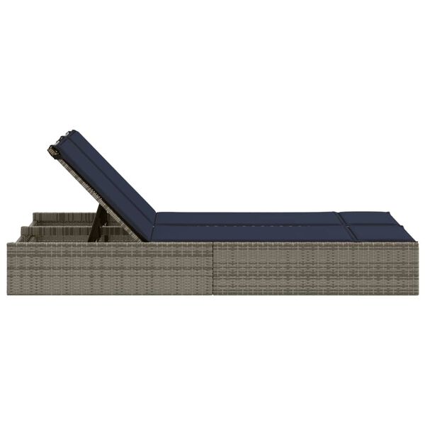 vidaXL Patio Double Sun Lounger Grey, Navy blue