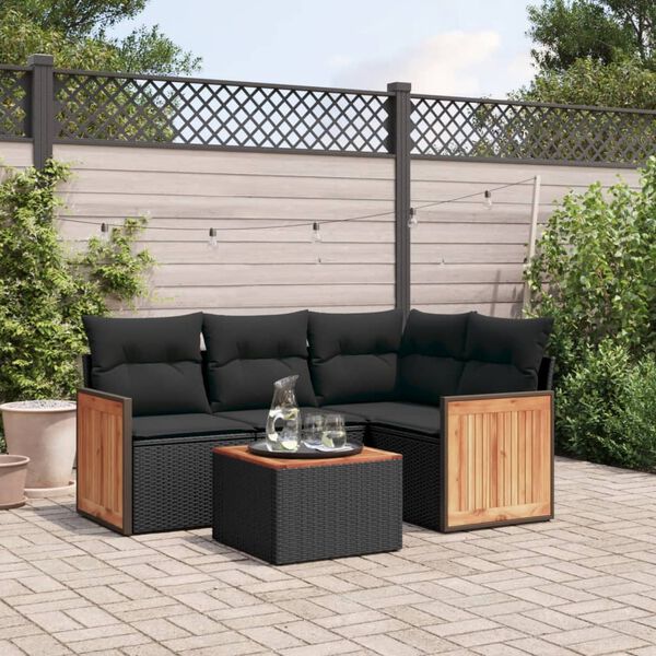 vidaXL Garden Sofa Set Black