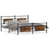 vidaXL Bed Frame Smoked oak Steel, Engineered wood Double Bed Frame