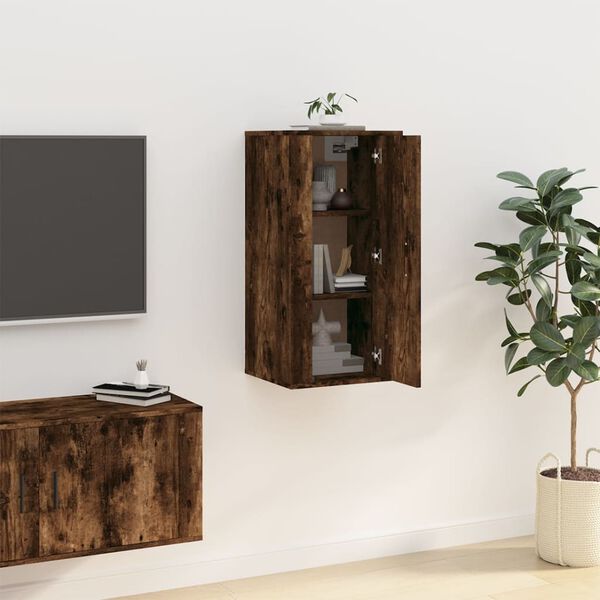 vidaXL Wall Mounted TV Cabinet Smoked oak Engineered wood Medium